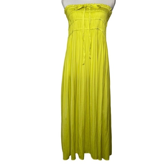ANTHROPOLOGIE’s Current Air Neon Yellow Strapless Maxi Dress, Size S - Picture 1 of 8